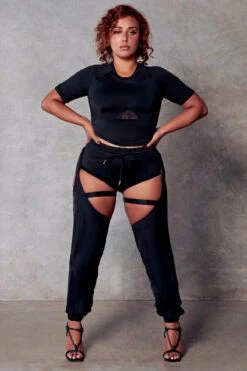 CXIX 119 Statement Crop Tee - Black -Rad Store chaps cropped tee CXIX fashion 119 polewear