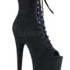 Pleaser USA Flamingo-1021FS Faux Suede 8inch Peep Toe Pleaser Boots - Black -Rad Store flamingo 1021fs bfs