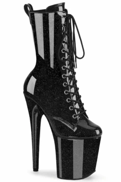 Pleaser USA Flamingo-1040GP 8inch Pleaser Boots - Black Glitter