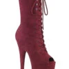 Pleaser USA Flamingo-1051FS Faux Suede 8inch Peep Toe Pleaser Boots - Burgundy -Rad Store flamingo 1051fs byfs