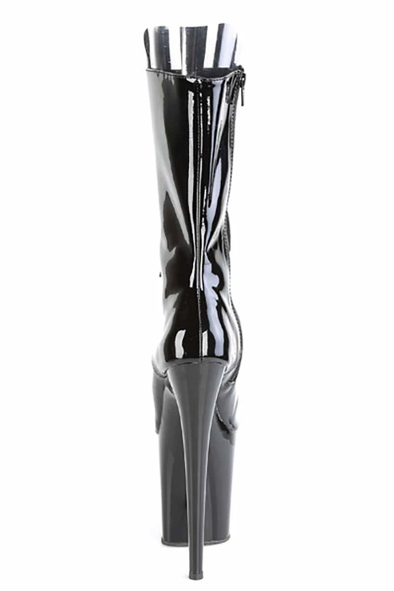 Pleaser USA Flamingo-1051 8inch Peep Toe Pleaser Boots - Patent Black 6 Pleaser USA Flamingo-1051 8inch Peep Toe Pleaser Boots - Patent Black - Image 4