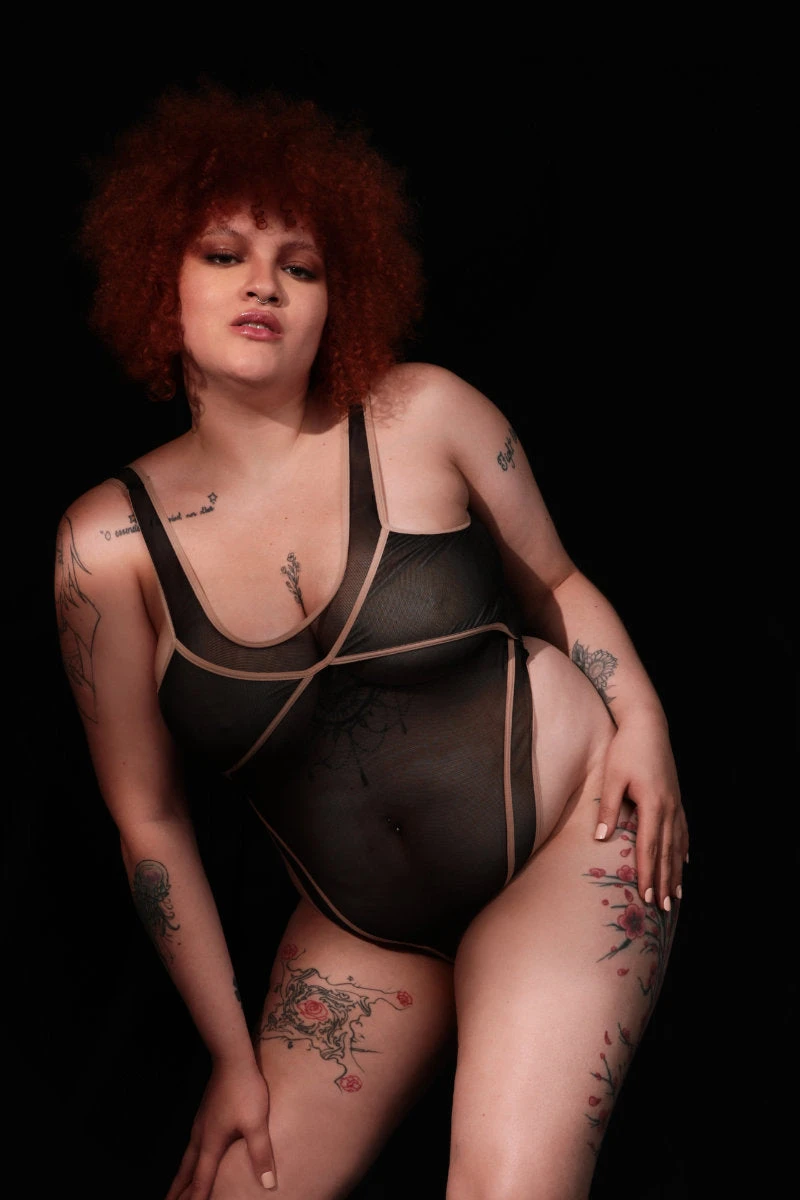 Rolling Vertigo Bodysuit - Black/Beige 6 Rolling Vertigo Bodysuit - Black/Beige - Image 4