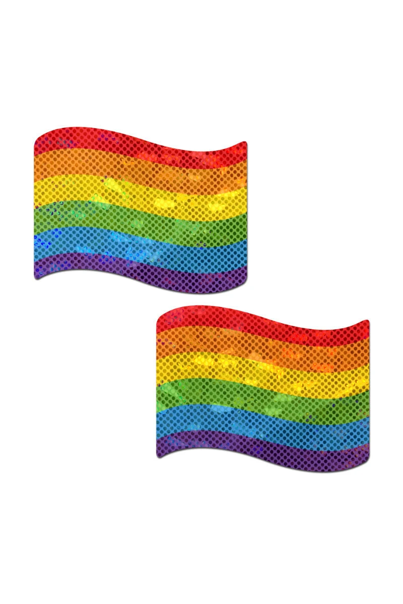 Pastease Waving Flag Nipple Pasties - Gay Rainbow 3 Pastease Waving Flag Nipple Pasties - Gay Rainbow