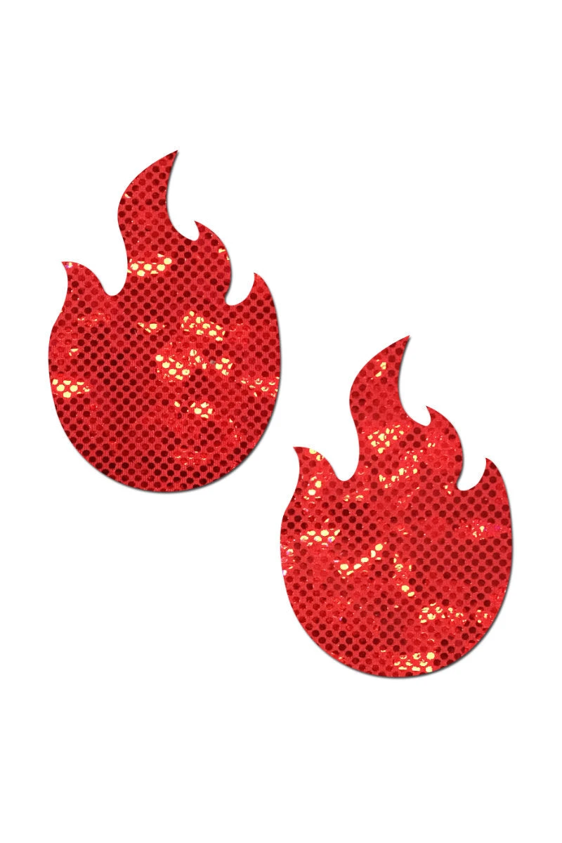 Pastease Flame Nipple Pasties - Red Glitter Disco Ball 3 Pastease Flame Nipple Pasties - Red Glitter Disco Ball