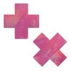 Pastease Cross Nipple Pasties - Holographic Bubblegum Pink -Rad Store slice2.2