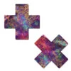 Pastease Cross Nipple Pasties - Neon Rainbow Snake Print -Rad Store slice3.2