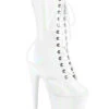 Pleaser USA Adore-1040WR 7inch Pleaser Boots - Holographic White