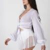 REV ACTIV Mesh Wrap Blouse - White -Rad Store white mesh shirt pleasure